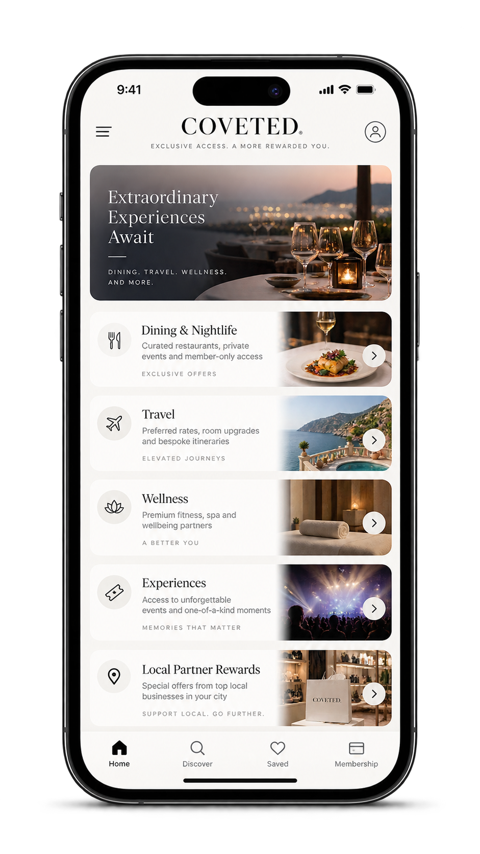 Coveted mobile membership benefits screen